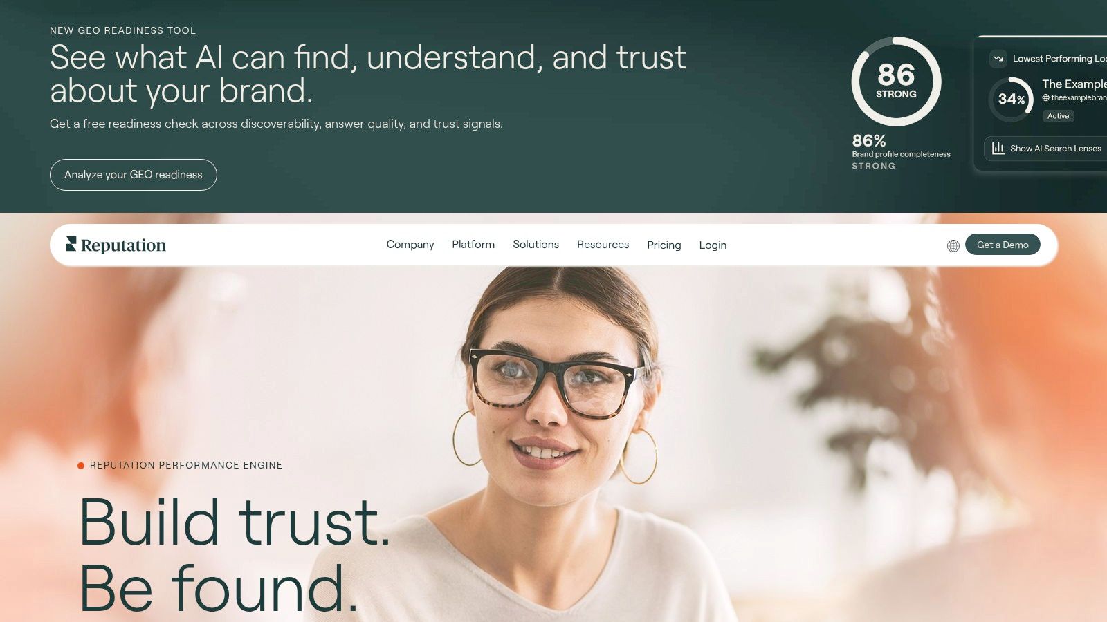 Reputation.com enterprise dashboard for multi-location review and customer experience management