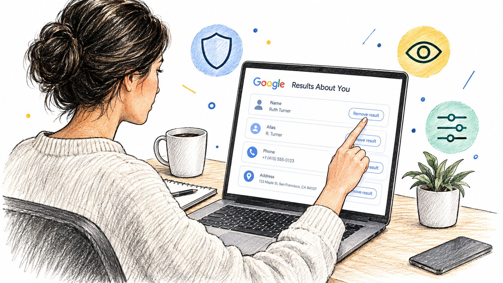 Google Results about you interface for finding and managing personal data in search